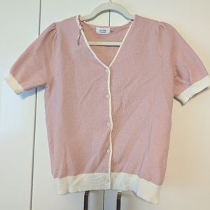 Bluivy Pink Waffle Puff Sleeve Shirt